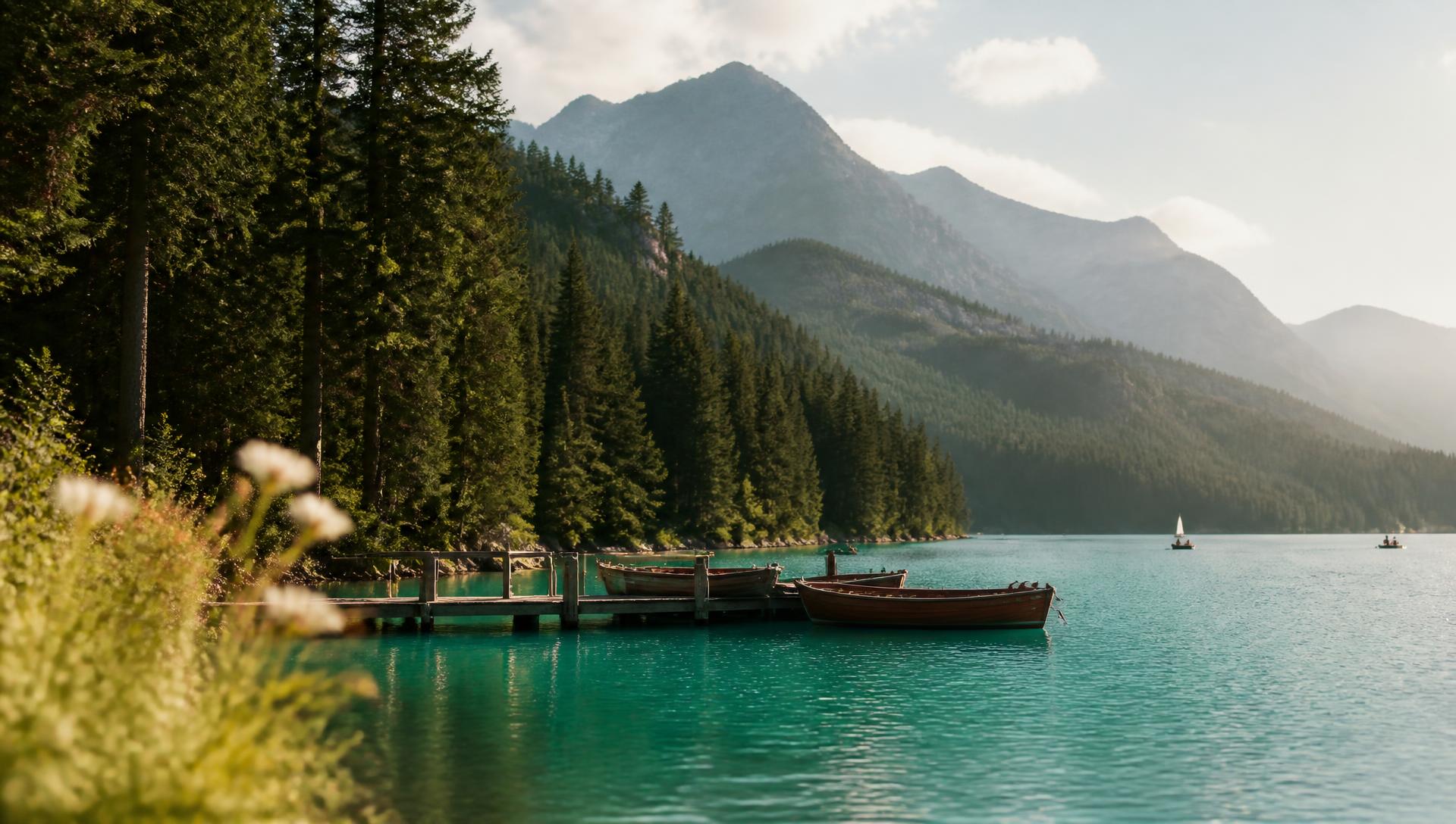 Kayaking on a Swiss lake at golden hour